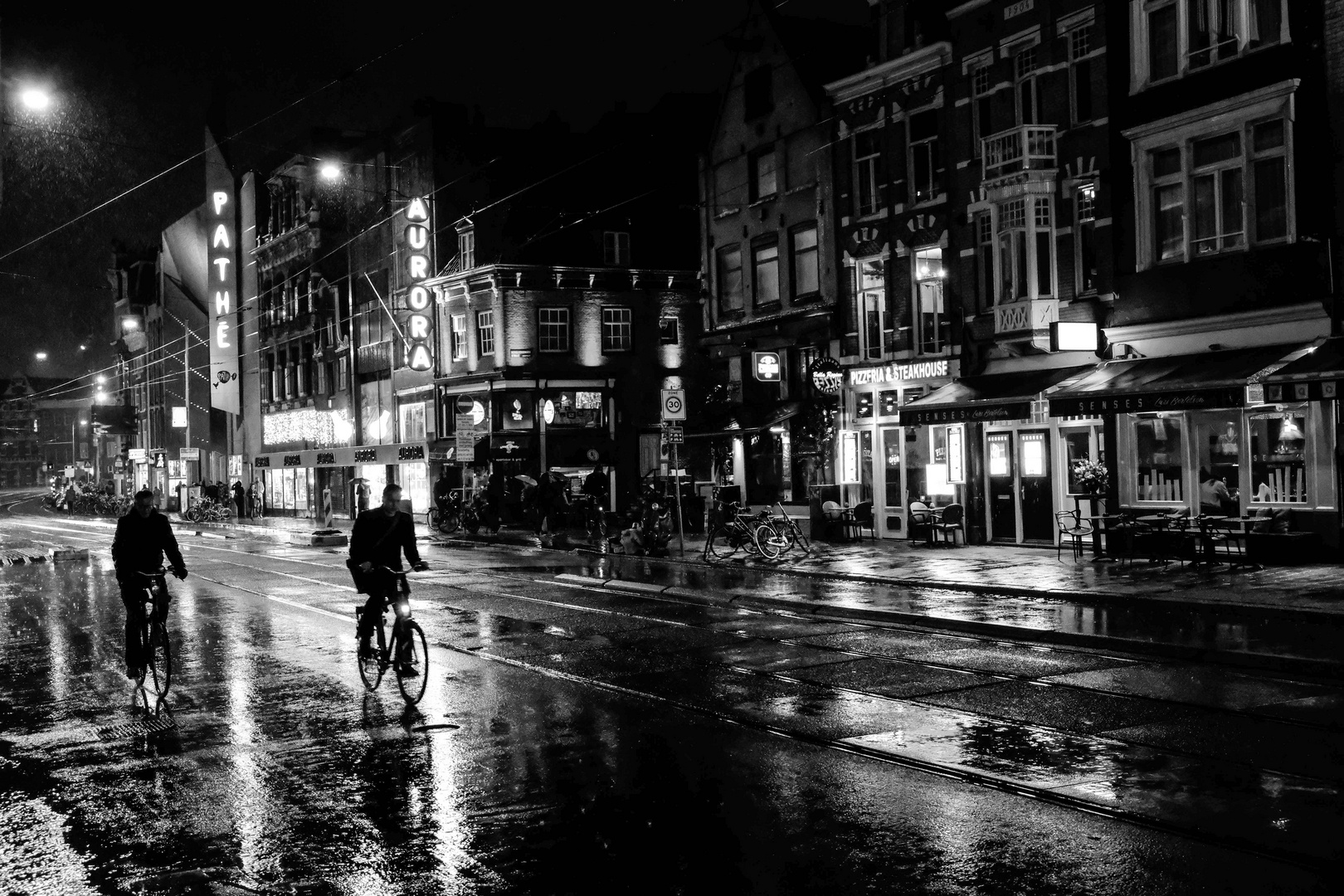 rainy Amsterdam by night