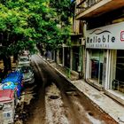 rainy road in athens greece