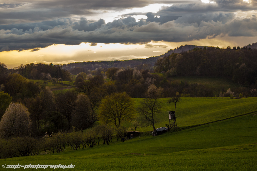 Rainy sunset "Kunstweg", Gaensberg Fuerth Odenwald