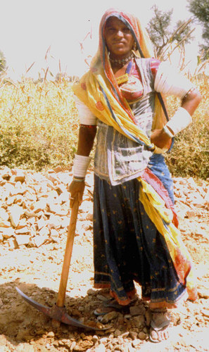 Rajasthani road worker with ivory bracelets