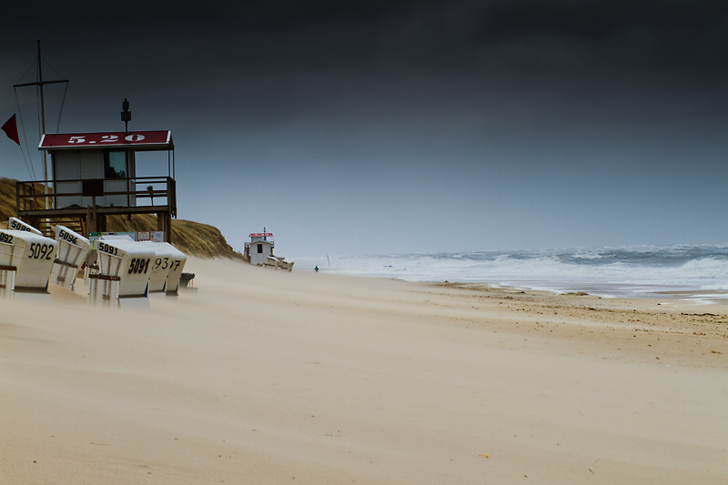 Rantum/Weststrand bei Windstärke 7