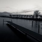 Rapperswil Hafenpromenade Bootssteg s/w