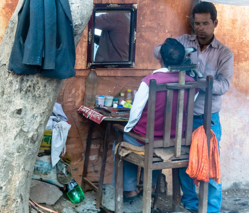 Rasiersalon in Jaipur - Rajastan - Indien