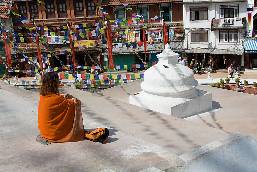 Rast am Stupa in Bodnath