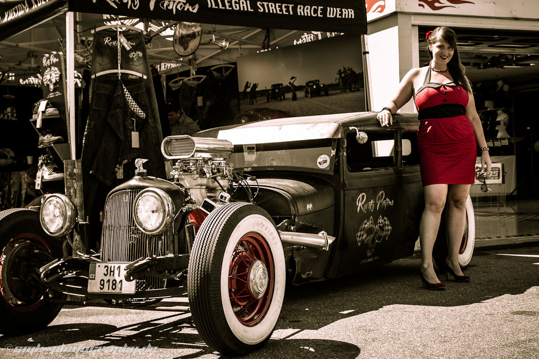 rat rod and pin-up girl
