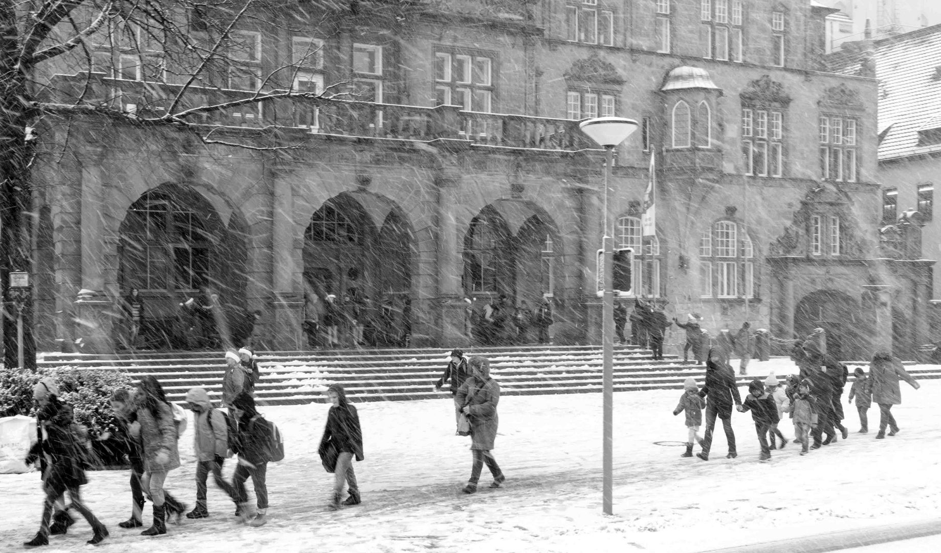 Rathaus Bielefeld im Schnee
