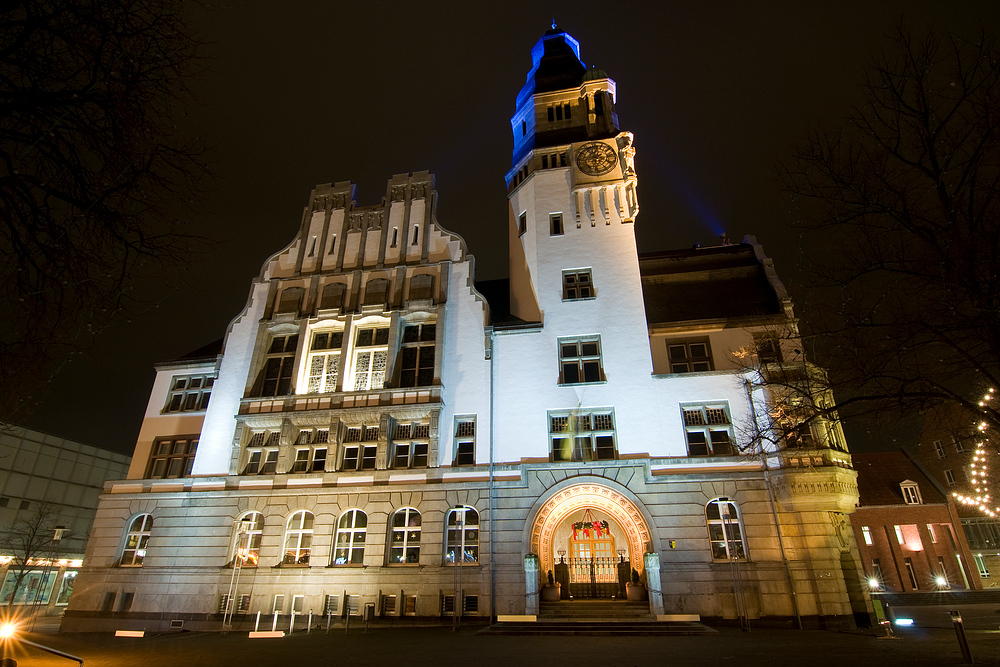 Rathaus Gladbeck - Zimtsternfest - Probebeleuchtung WW