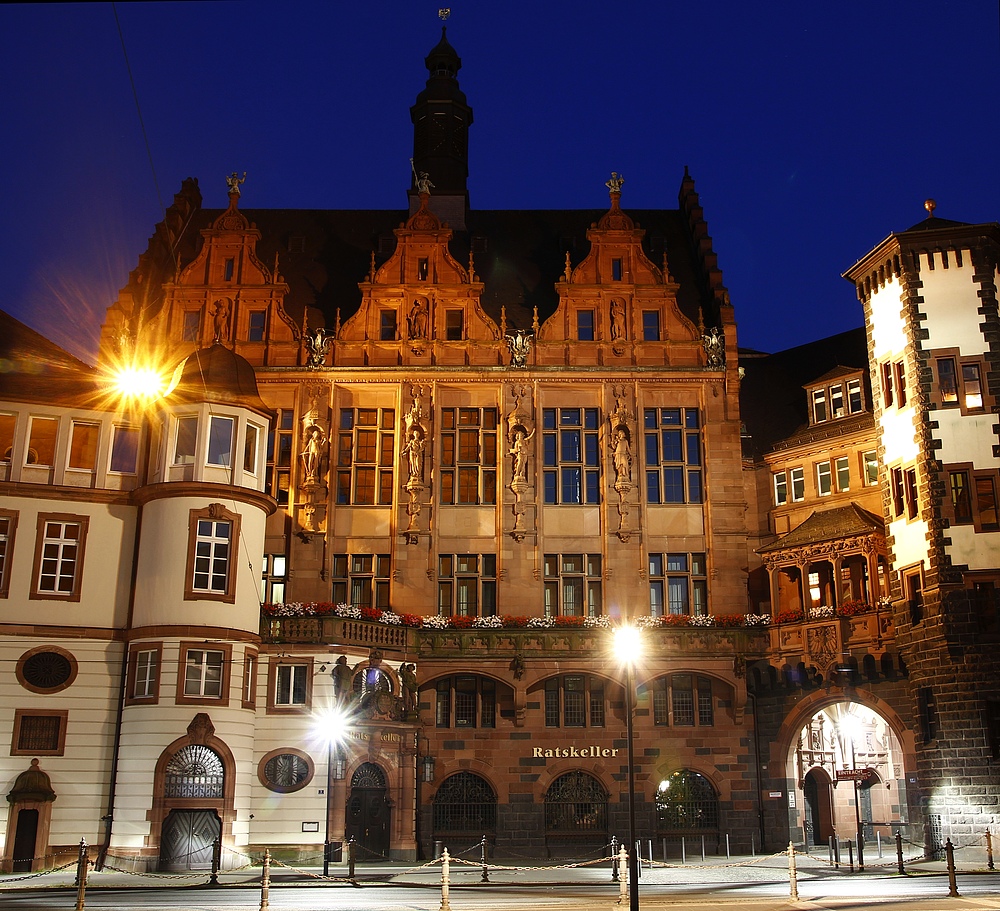 Rathaus in Frankfurt bei Nacht