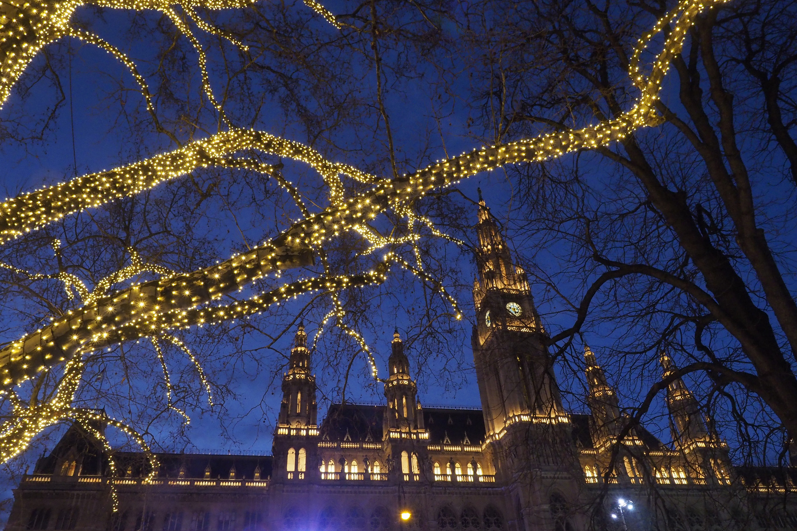 Rathaus mit Eistraumbeleuchtung