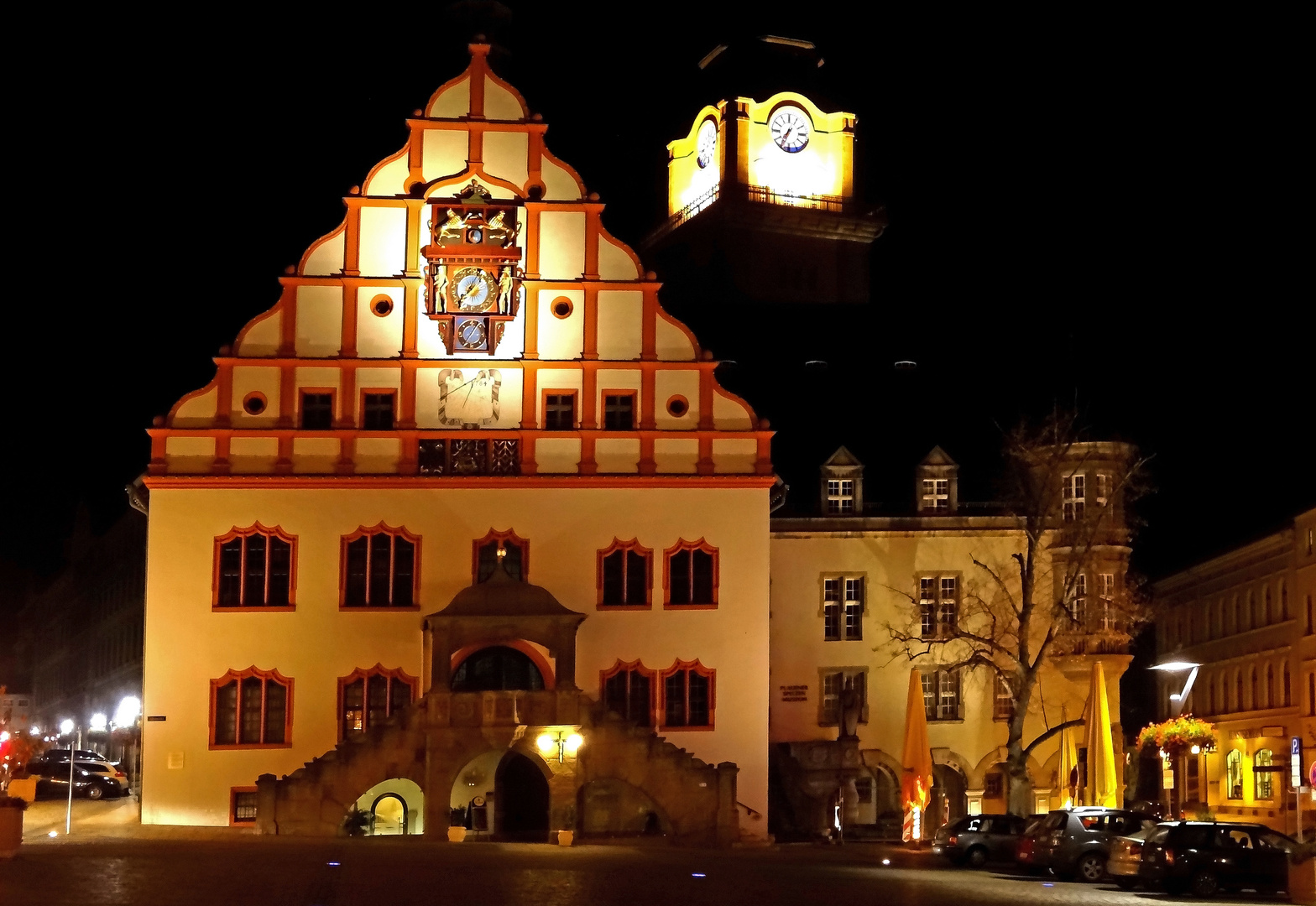 Rathaus Plauen im Abendlicht