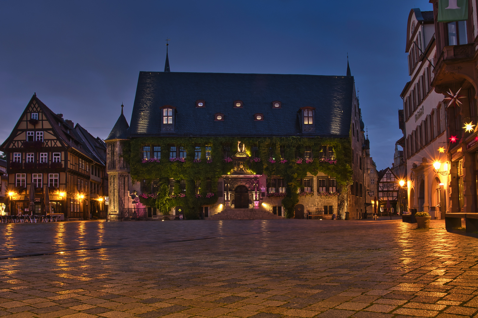 Rathaus Quedlinburg am Abend