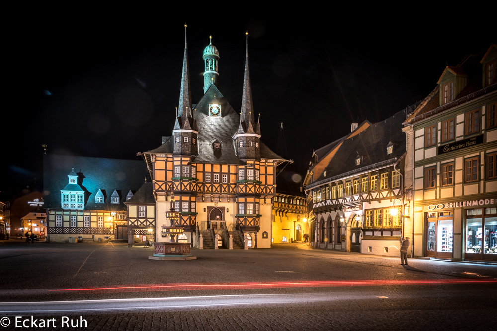 Rathaus von Werningerode bei Nacht