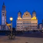 Rathausplatz Augsburg zur Blauen Stunde