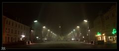 Rathausplatz bei Nebel