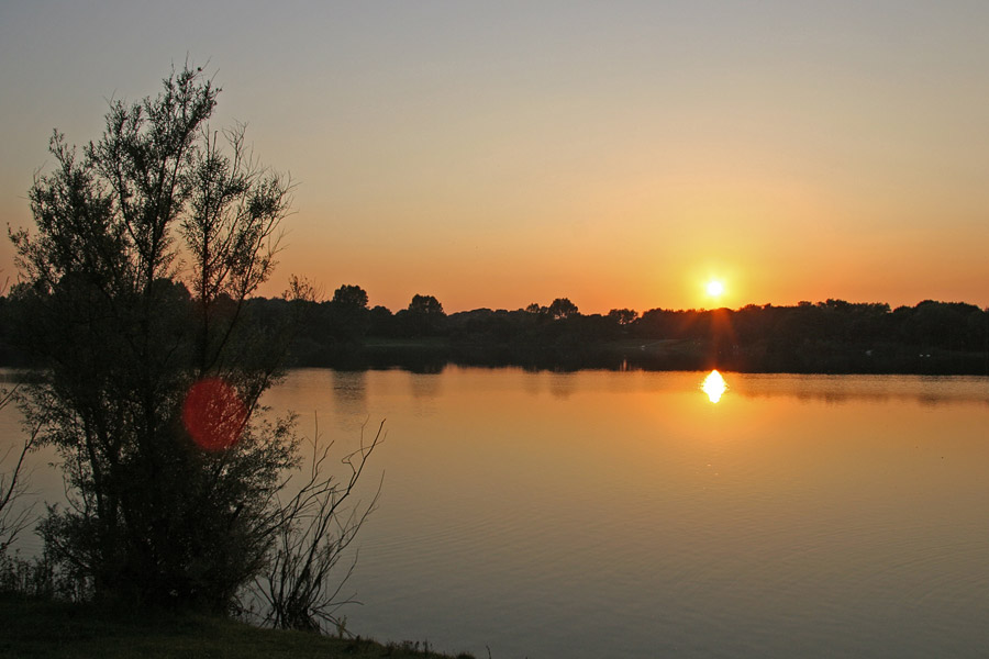 Ratingen, Grüner See bei Abendstimmung