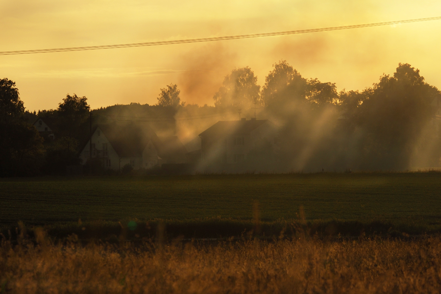 Rauch in der Abenddämmerung