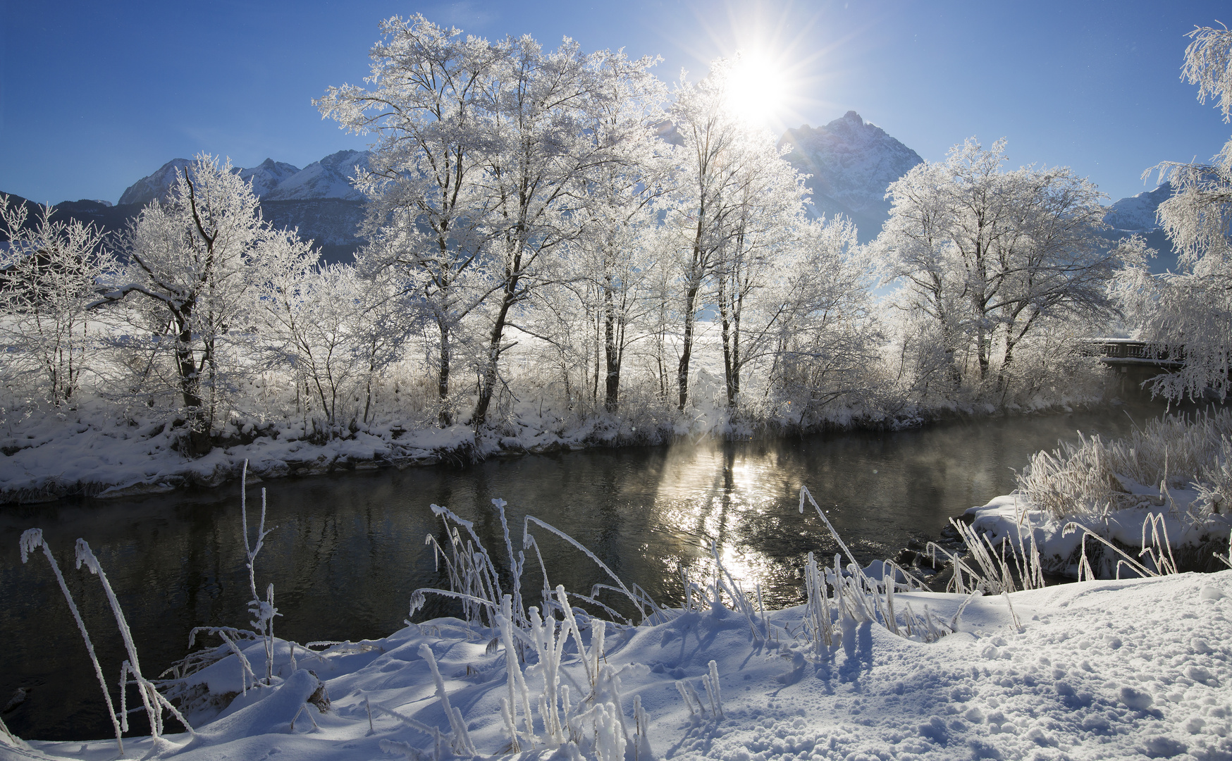 Raureif an der Loisach