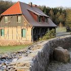 Raureif auf der Solling- Sandsteinmauer