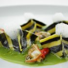 Ravioli di patate al profumo di pannocchia con broccolo calabrese acciughe e fasolari