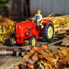 RC Porsche Traktor in herbstlichem Umfeld