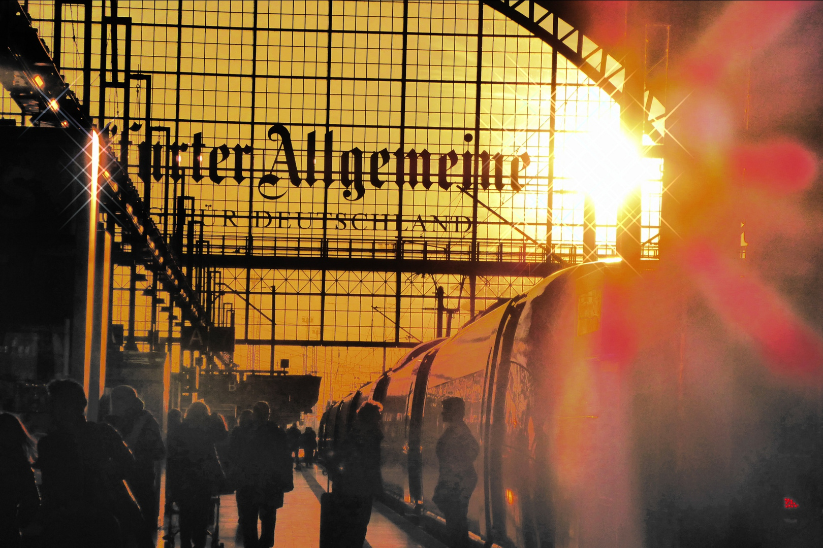 RE bei Ankunft in Frankfurt im Sonnenlicht