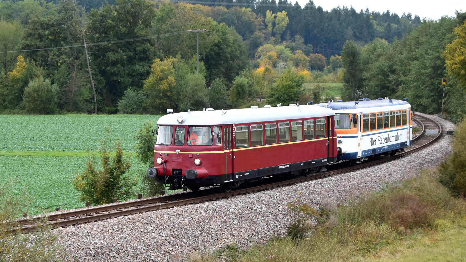 Rebenbummler auf der Krebsbachtalbahn bei Neckarbischofsheim Nord 17.10.2020