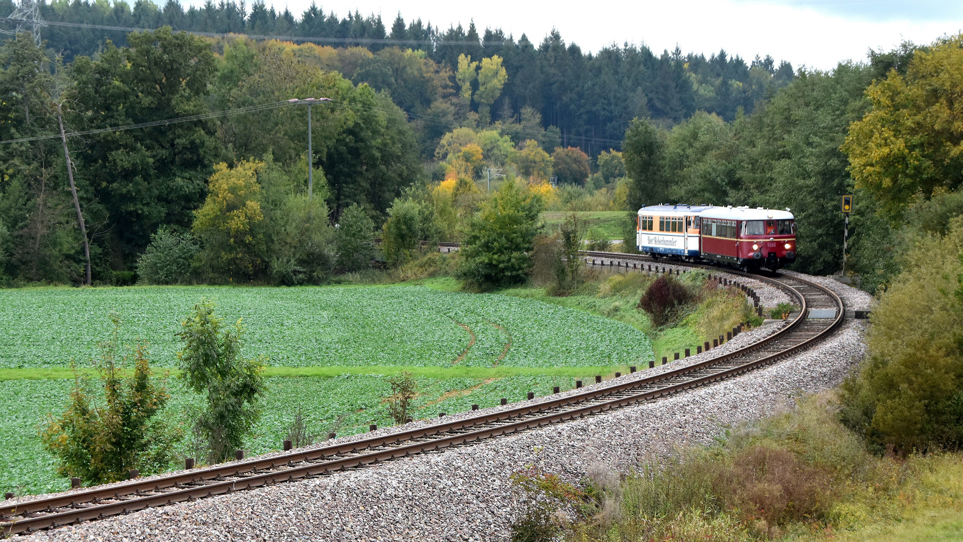 Rebenbummler auf der Krebsbachtalbahn bei Neckarbischofsheim Nord 17.10.2020