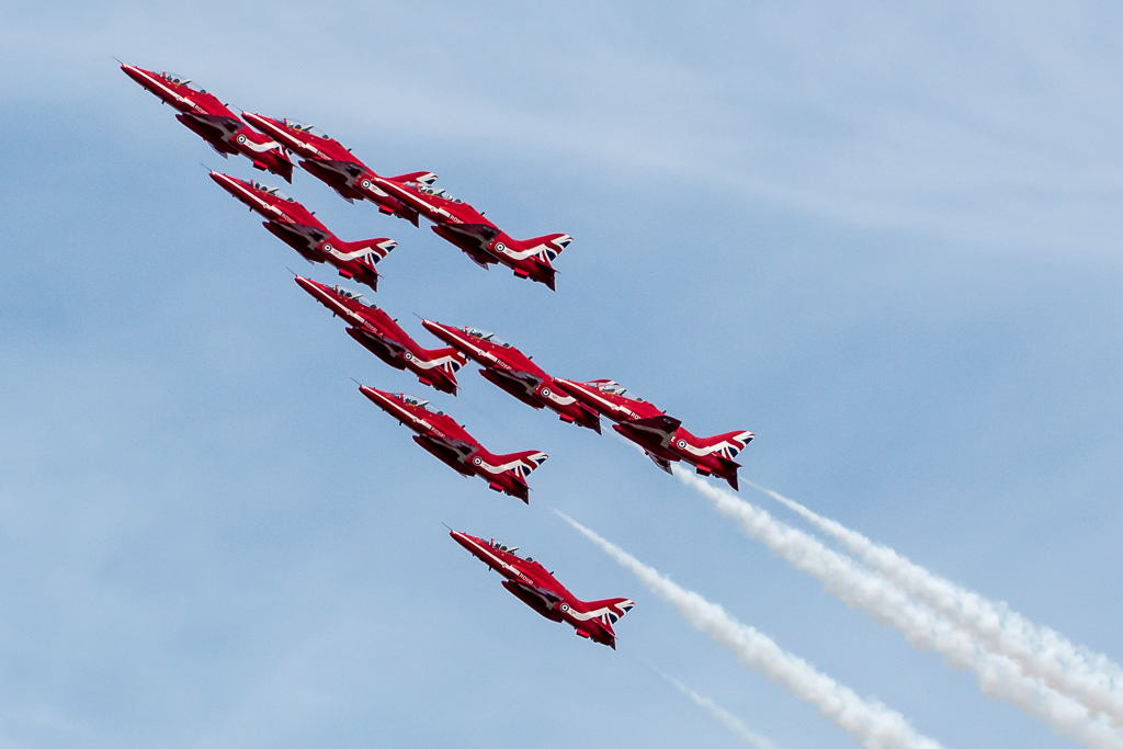 Red Arrows in the air