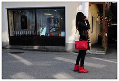 red bag, red shoes