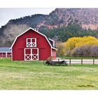 Red Barn and Snow Flakes