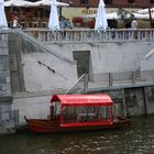 red boat in Ljubljana-SLOVENIA