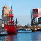 Red boat in the city