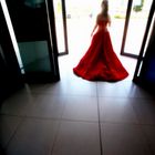 red bride in airport...