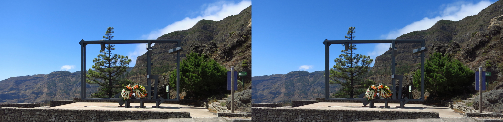 Red de Miradores del Parque National de Garajonay La Gomera 2018 - 3D Kreuzblick