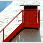 red door - white wall