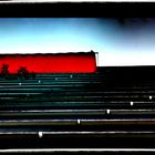 Red Fabric (Awning) at a High Building ...