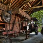 red power with threshing machine