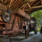 red power with threshing machine