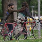 red racingbikes with girls