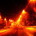 red snowy street