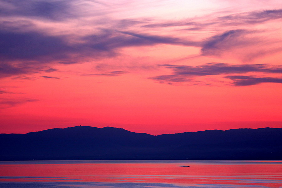 Red Sunset on Lake Leman