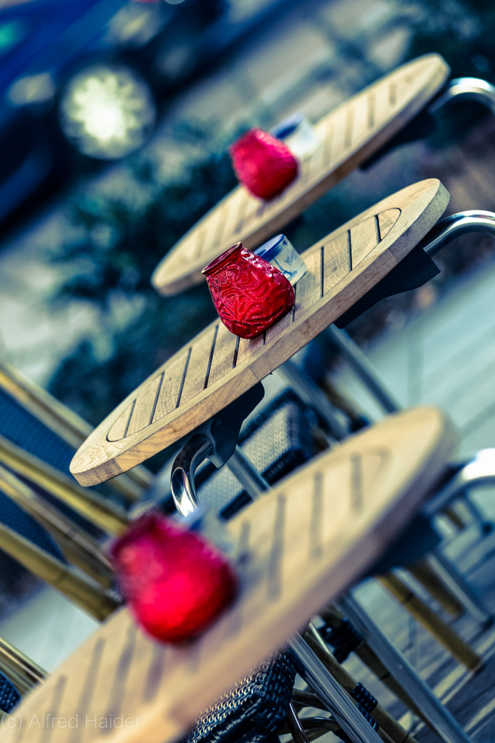 Red table candles