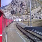 red train in alps