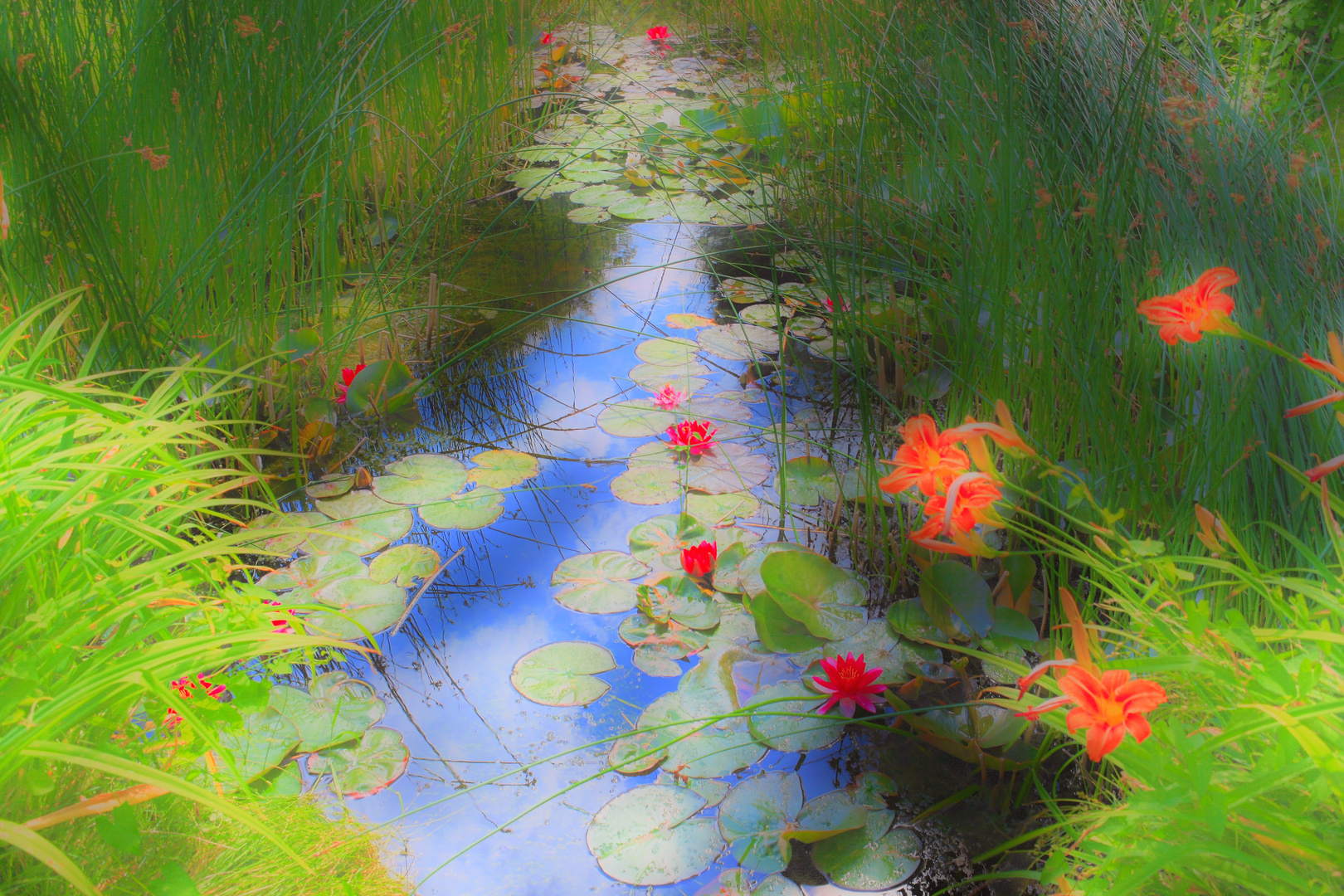 red water lily