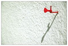 red window shutter detail