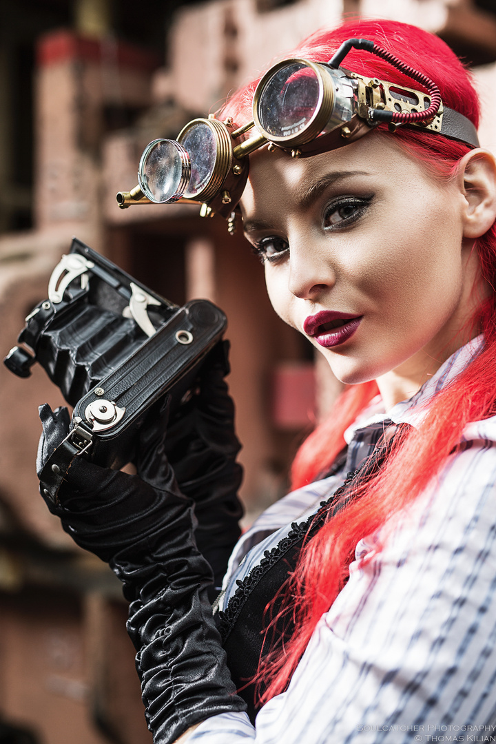 Redhaired Steampunk Journalist