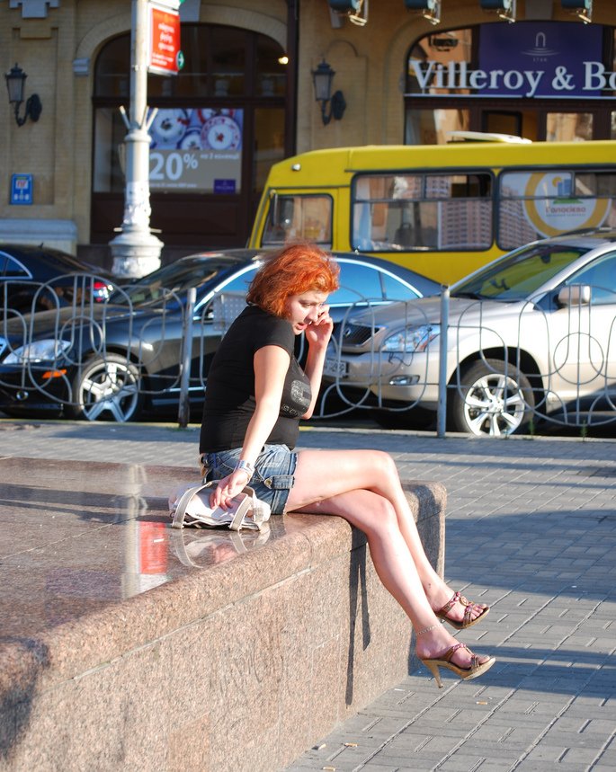 Redhead on the phone...