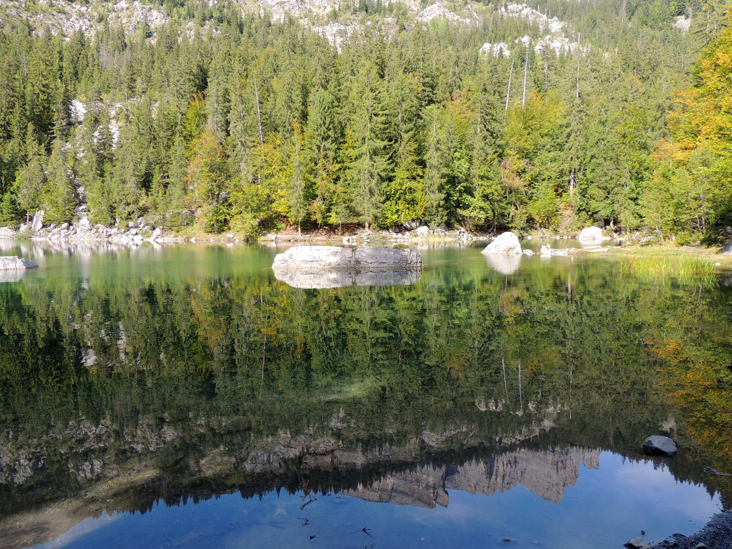 Reflets sur le lac vert 
