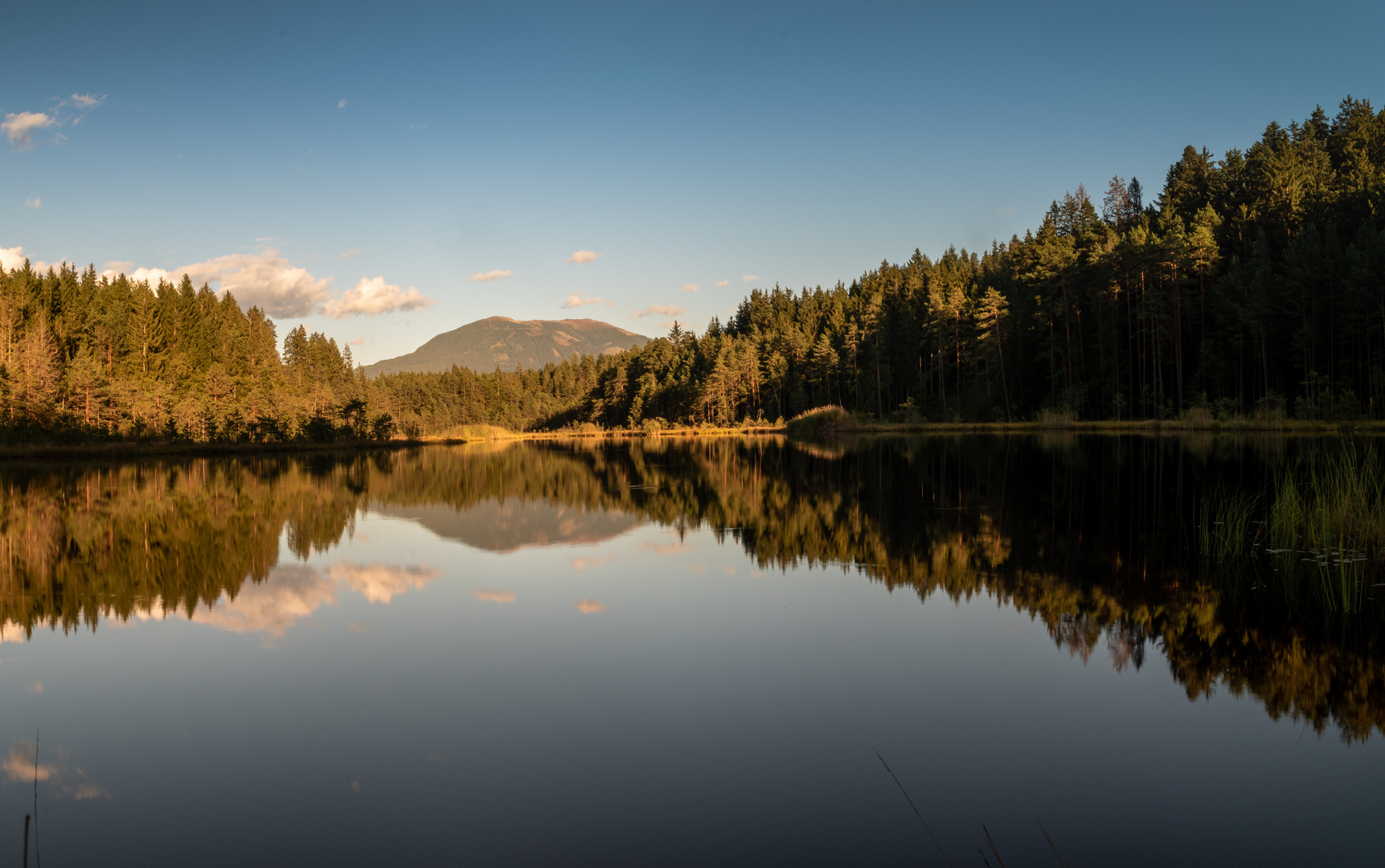 Reflexion im herbstlichen Abendlicht