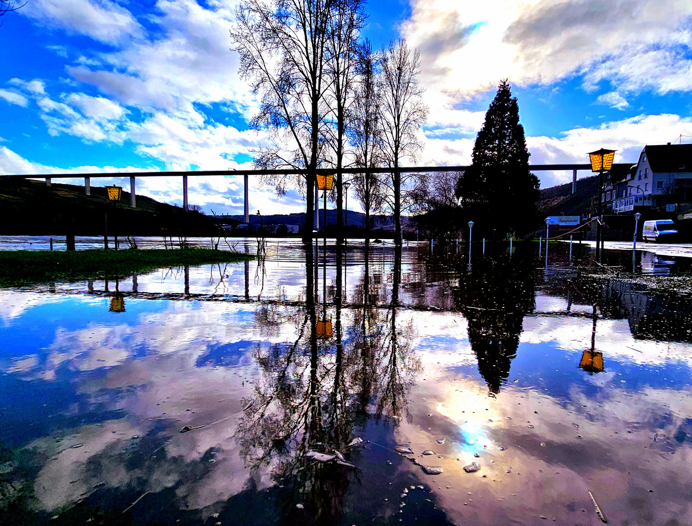 Reflexion im Moselhochwasser